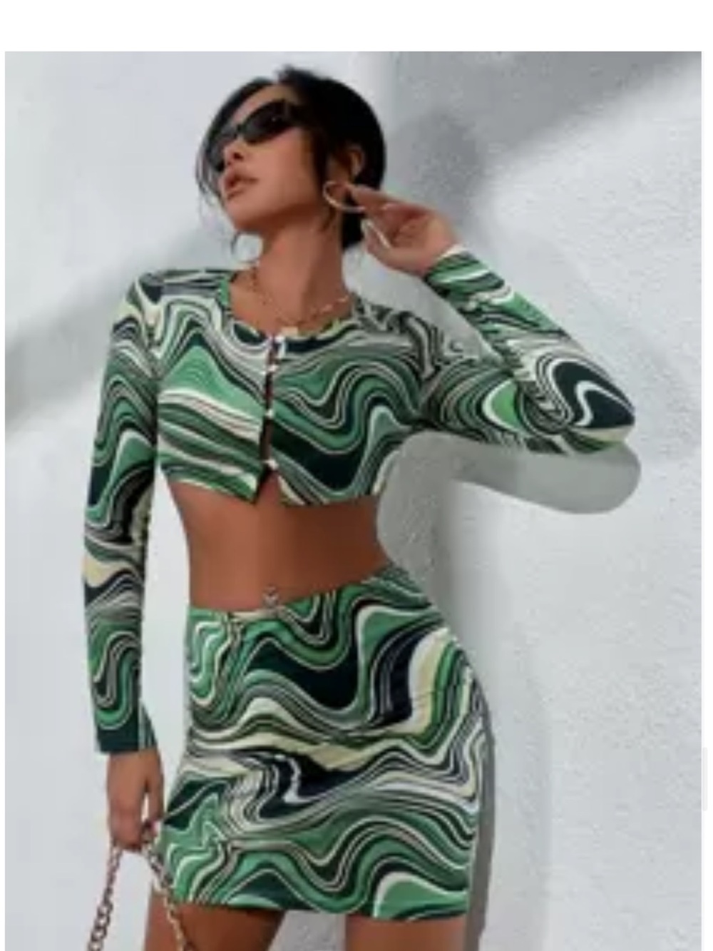 Green Swirl Print two piece set